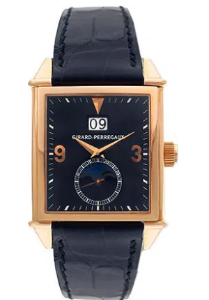 Girard Perregaux Vintage 1945 18kt Rose Gold Black Leather Men's Watch 25800-0-52-645