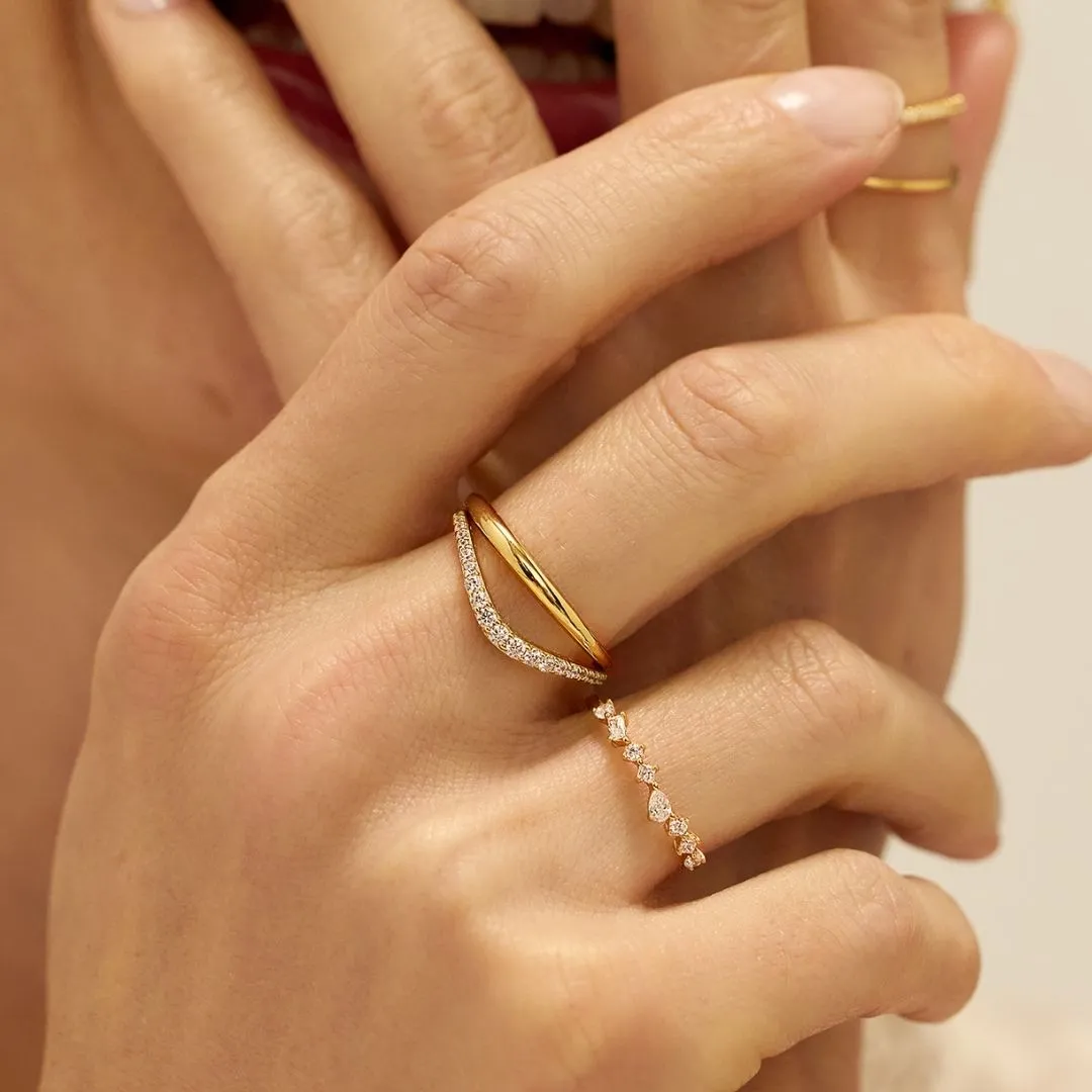 Gold Diamond Style Mixed Cluster Ring