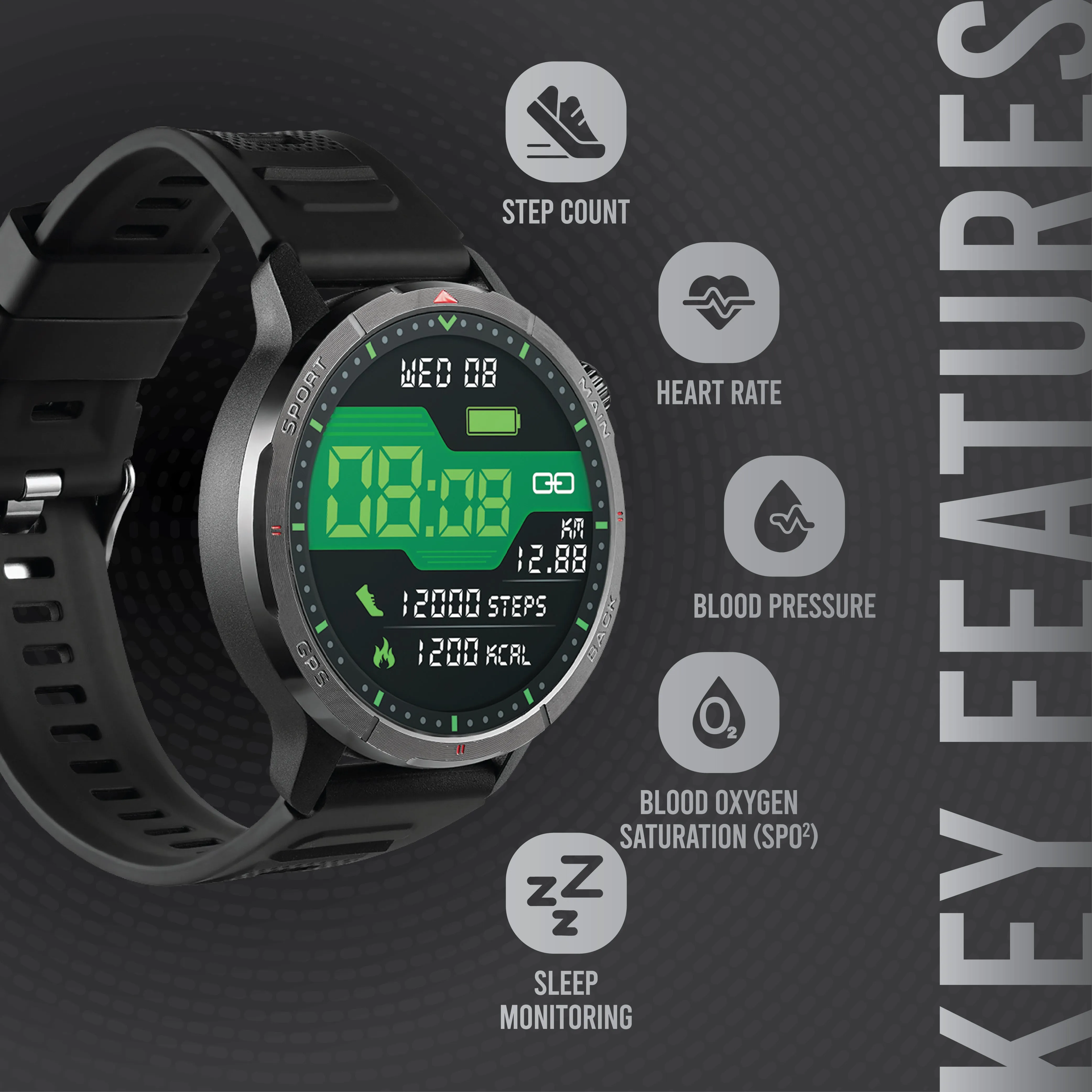 GPS AI Smart Watch | Apple Health & Strava Compatible | SF Fit Fuel Series