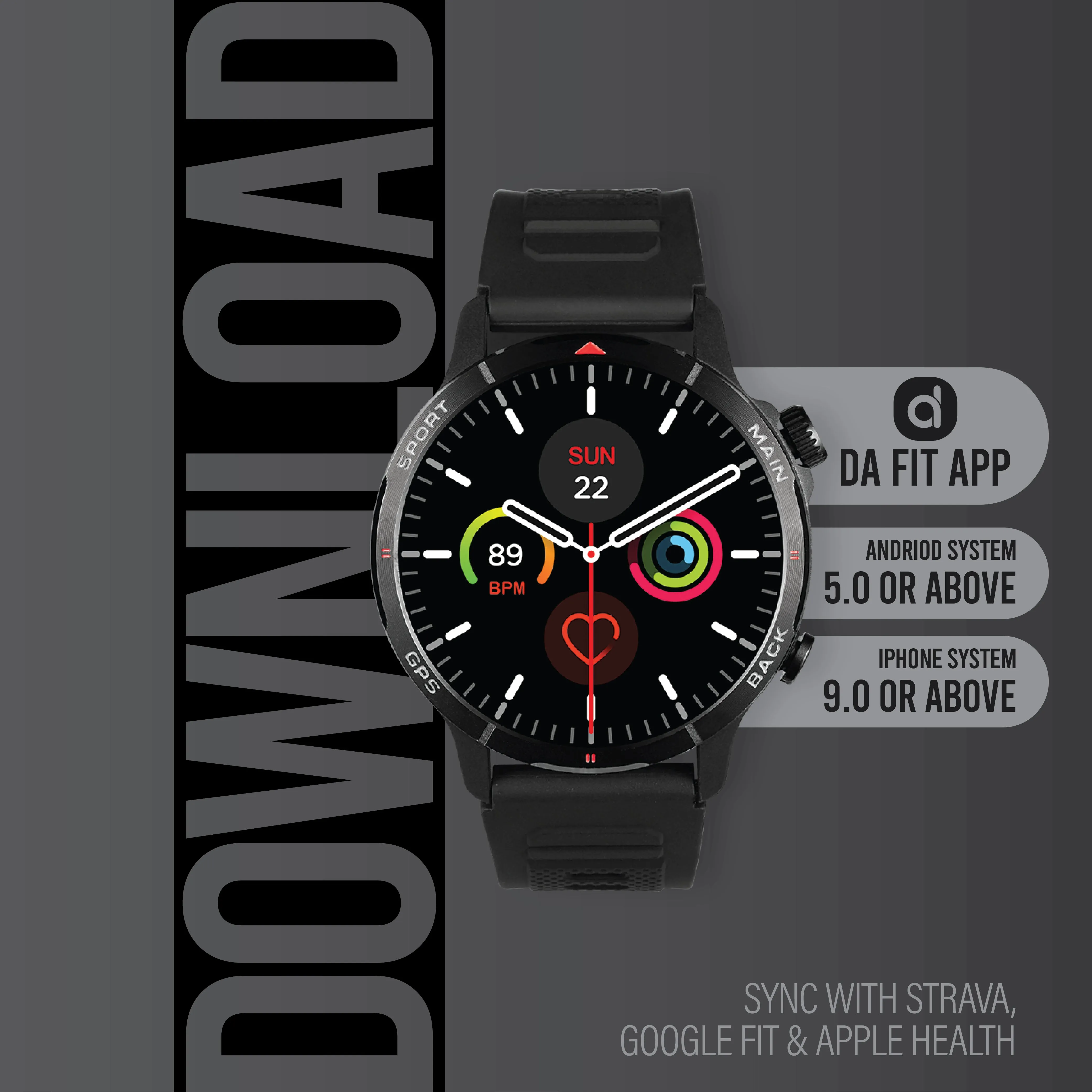 GPS AI Smart Watch | Apple Health & Strava Compatible | SF Fit Fuel Series