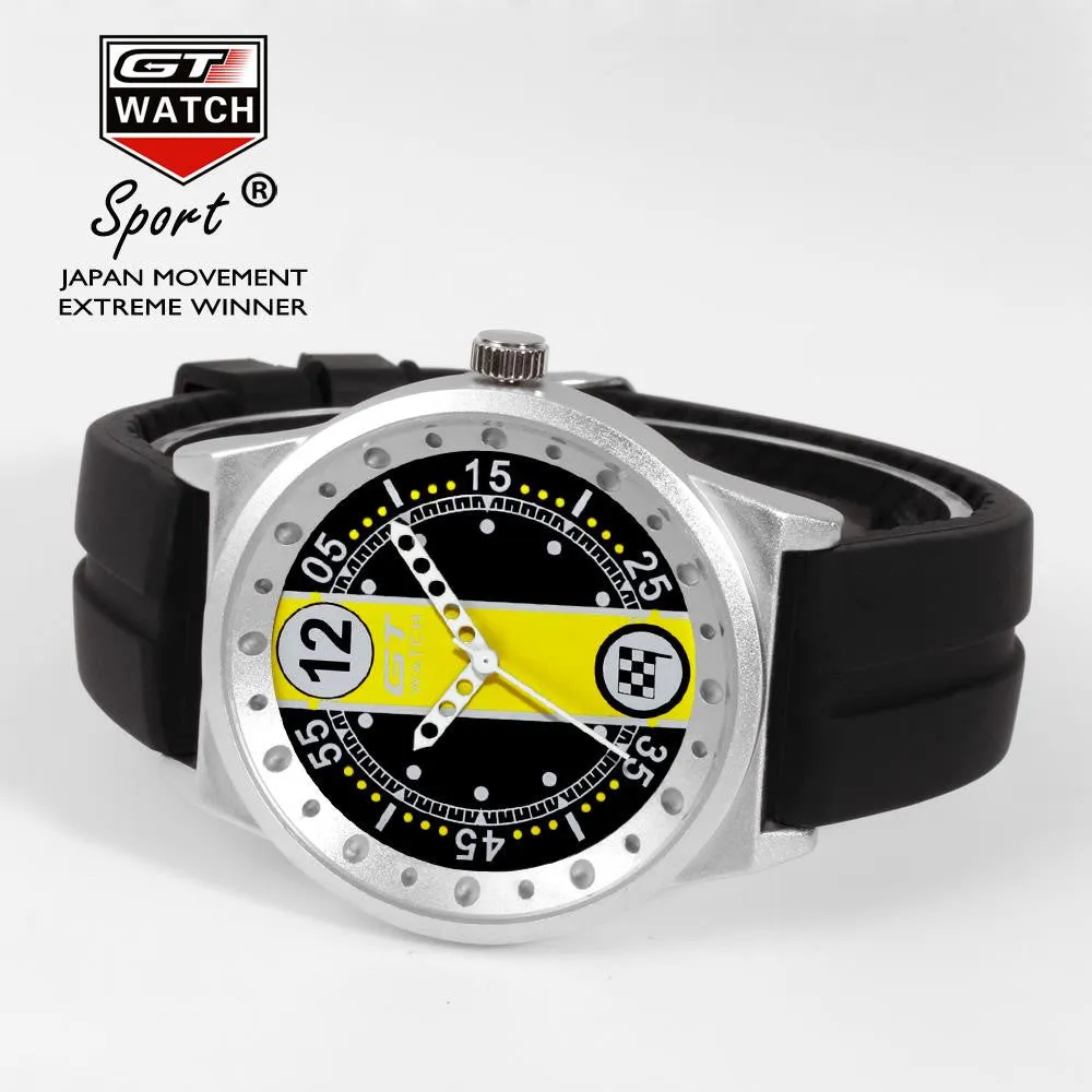 GT WATCH Extreme Flag Montres Yellow Dial Relojes Men's Fashion Style Wristwatch Unisex Silicone Strap Quartz Watch