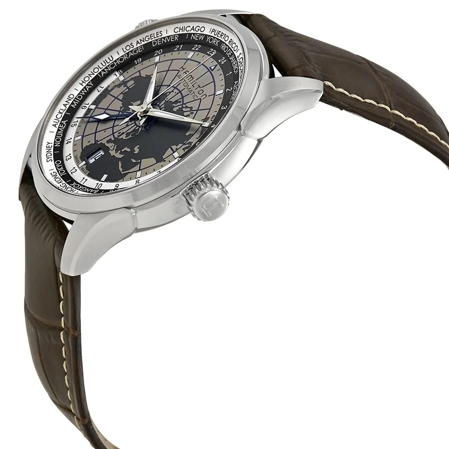 Hamilton Jazzmaster GMT World Map Dial Leather Men's Watch H32605581