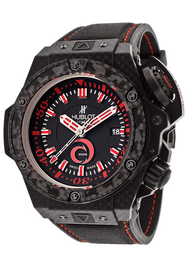 Hublot King Power Alinghi Black Dial Carbon Fiber Rubber Nomex Men's Watch 731QX1140NRAGI12 731.QX.1140.NR.AGI12