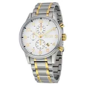 Hugo Boss Aeroliner Chronograph White Dial Two-tone Men's Watch 1513236