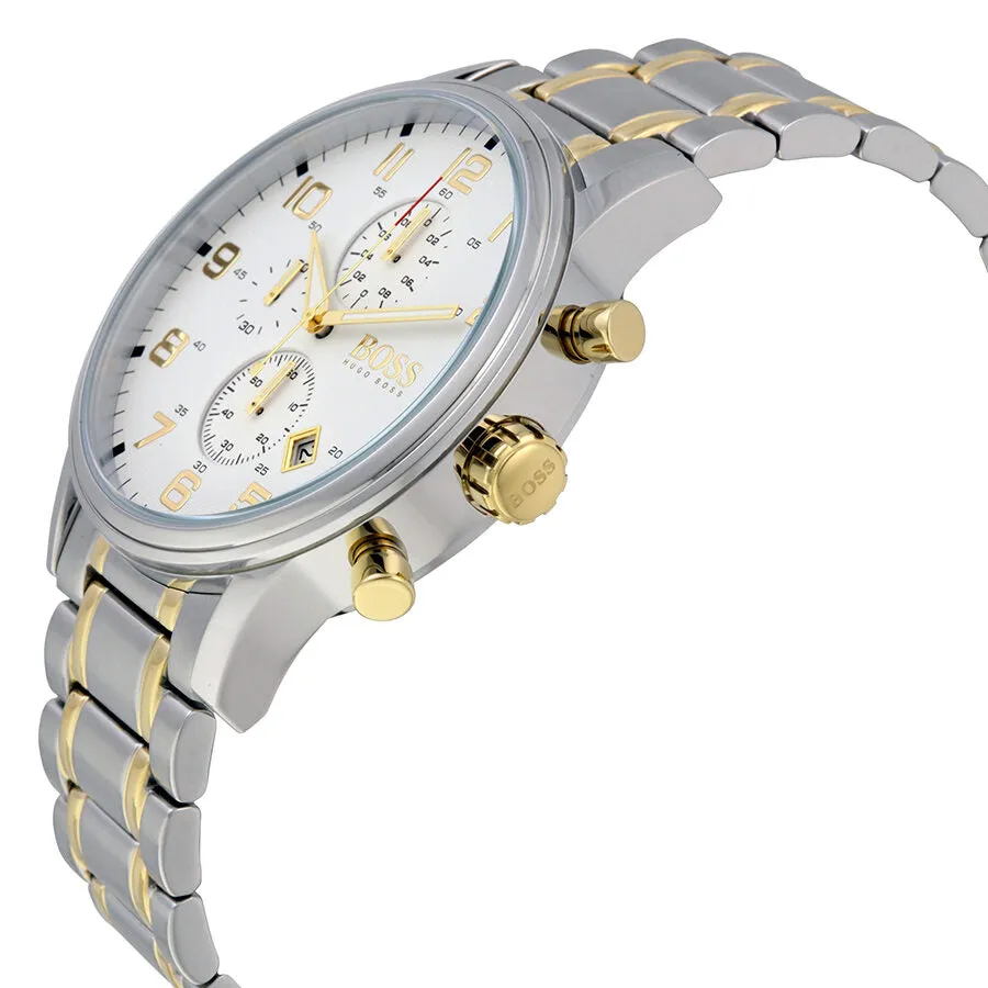 Hugo Boss Aeroliner Chronograph White Dial Two-tone Men's Watch 1513236