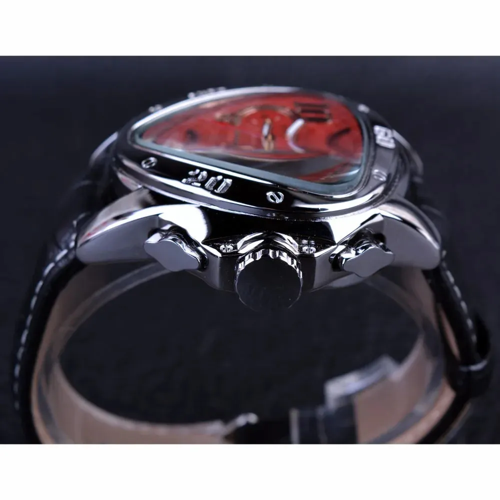 Jaragar 2016 Sport Racing Series Red Fashion Dial Genuine Leather Strap Mens Male Wrist Watches Top Brand Luxury Automatic Watch