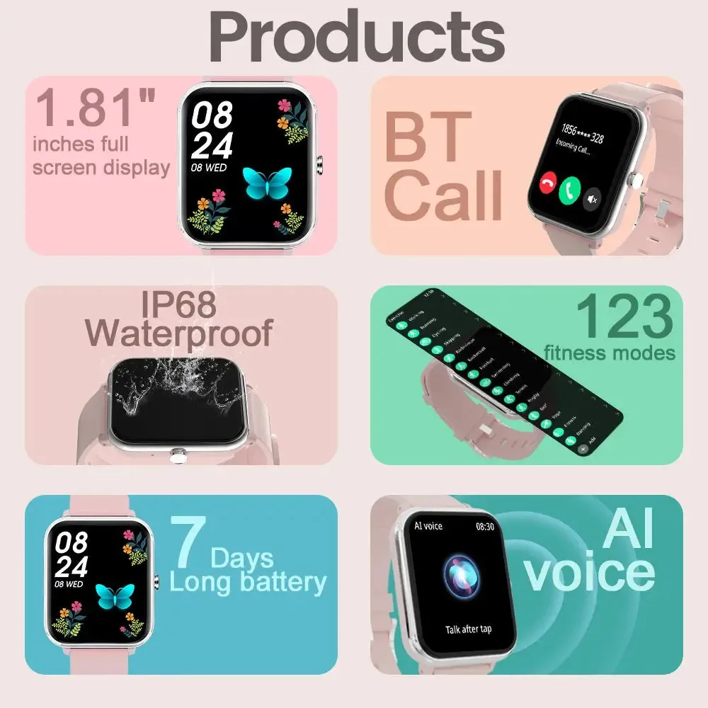 LAXASFIT 2024 New Voice Call Smart Watch 1.81-inch HD Full Touch Screen 100  Sports Mode IP68 Waterproof Smart Watch Men Women