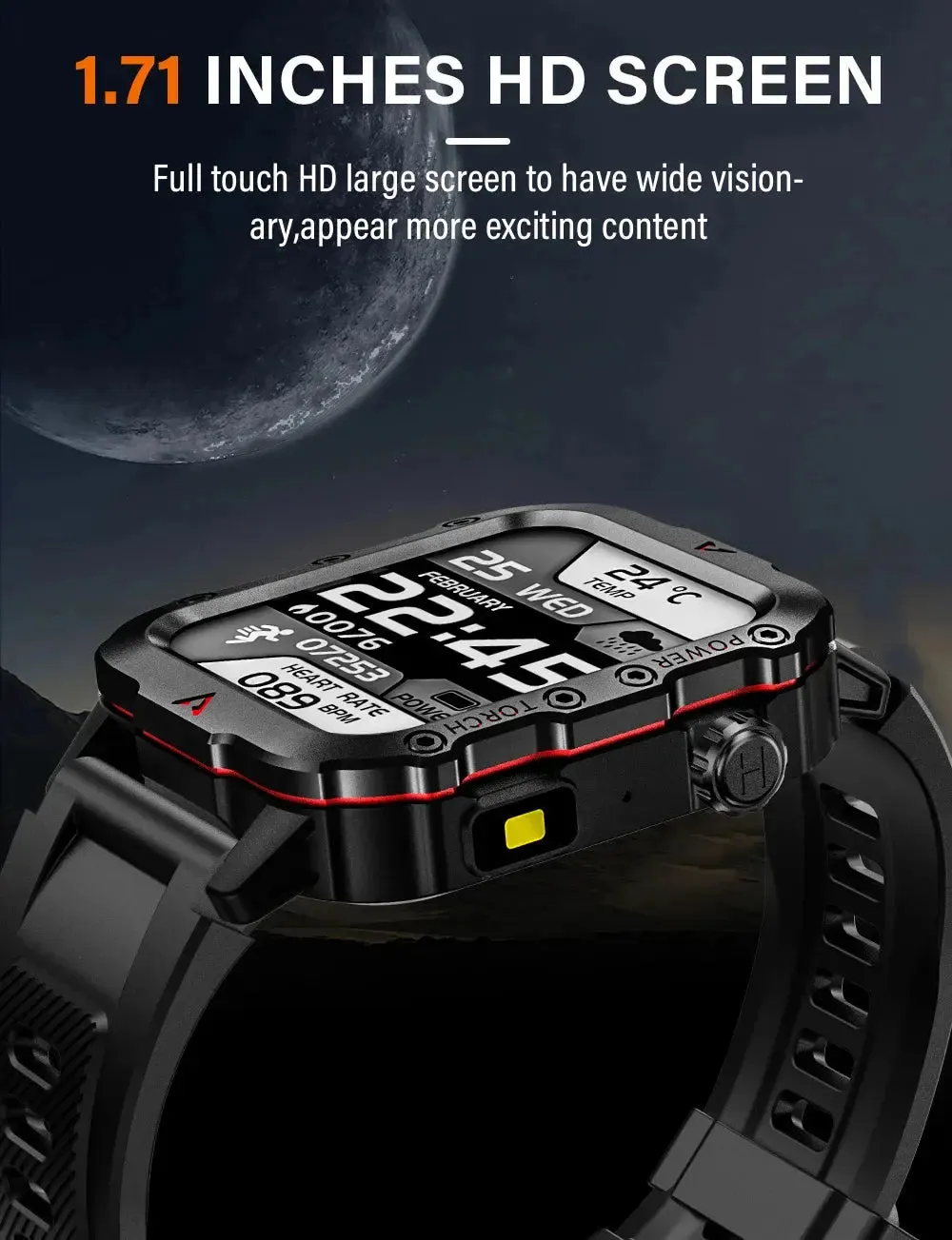 LAXASFIT 2024 Outdoor Military Men's Smart Watch Bluetooth Talk Sports Heart Rate Monitor Smart Watch Android IOS