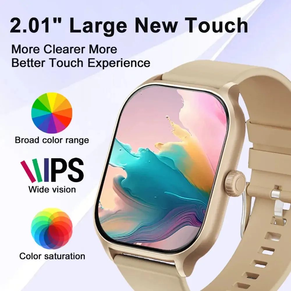 LAXASFIT New 2.01” Smart Watch Bluetooth Talk Heart Rate Blood Oxygen Tracker Sports Smart Watch for Men Women for IOS Android