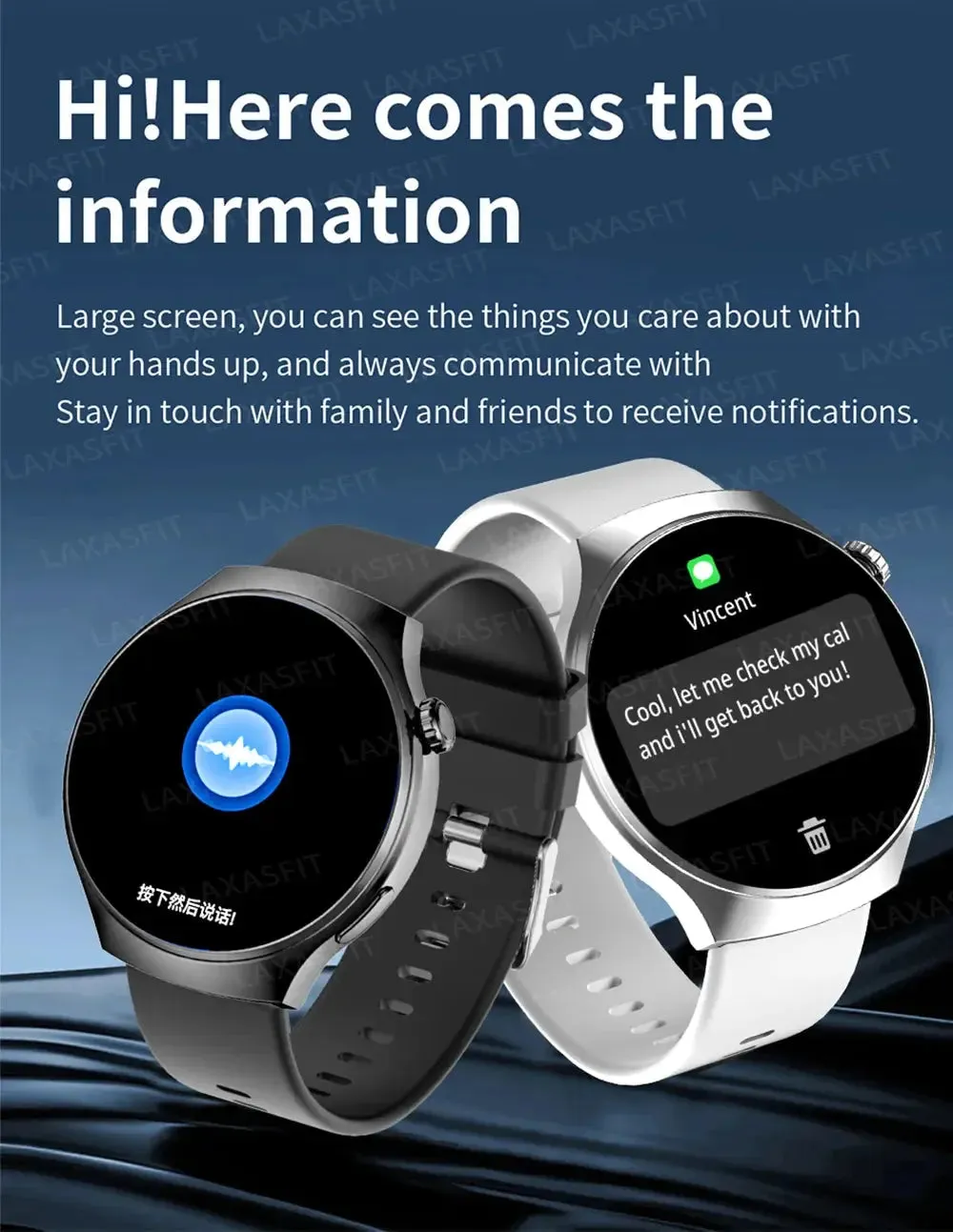 LAXASFIT New GT4 PRO Multi-function Smart Watch Bluetooth Call Men's Fashion Watch Multi Sport Mode Smart Watch Holiday Gift