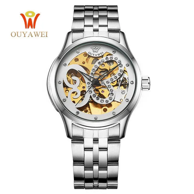 Luxury Brand Watch Women OUYAWEI Skeleton Automatic Mechanical Fashion Watches Montre Femme Watches