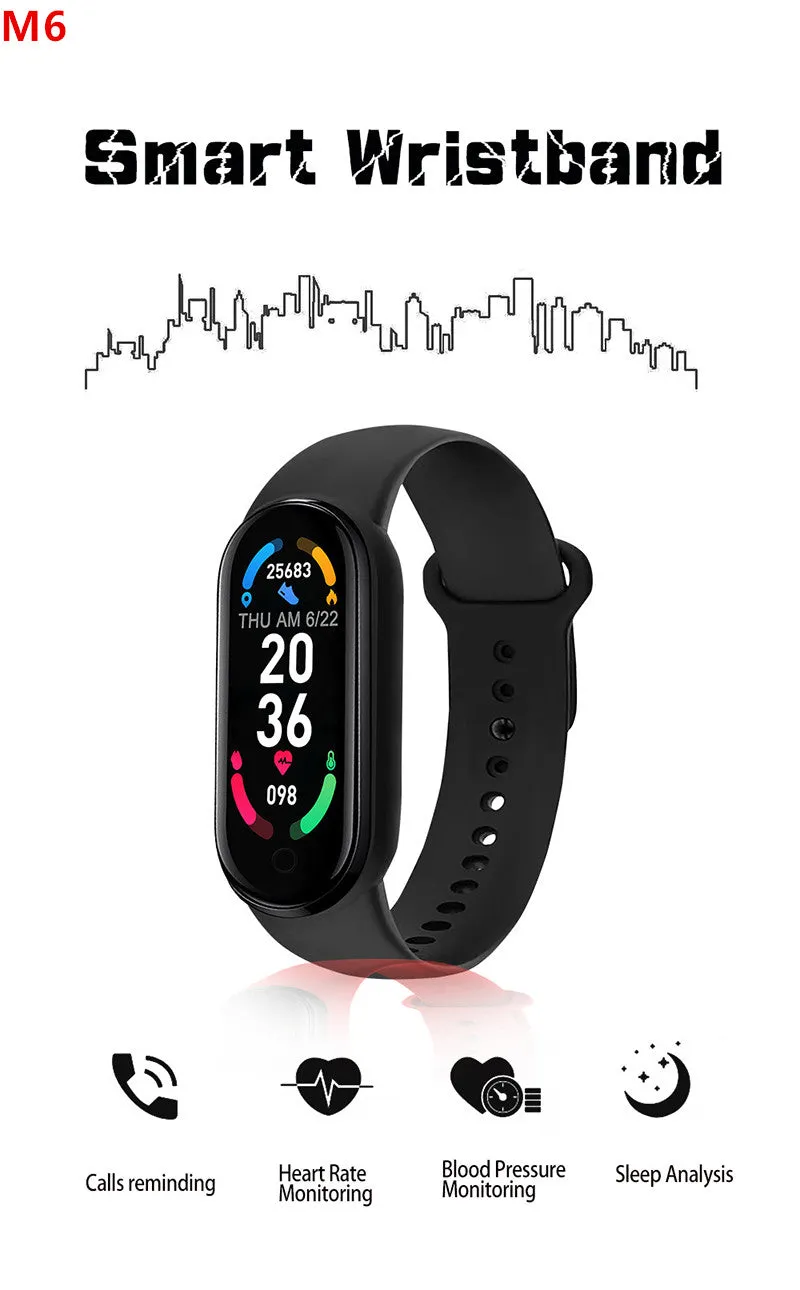 M6 Smart Bracelet Watches Men Women Smart Watch Heart Rate Fitness Tracking Sports Bracelet For Apple Xiaomi Android Smartwatch