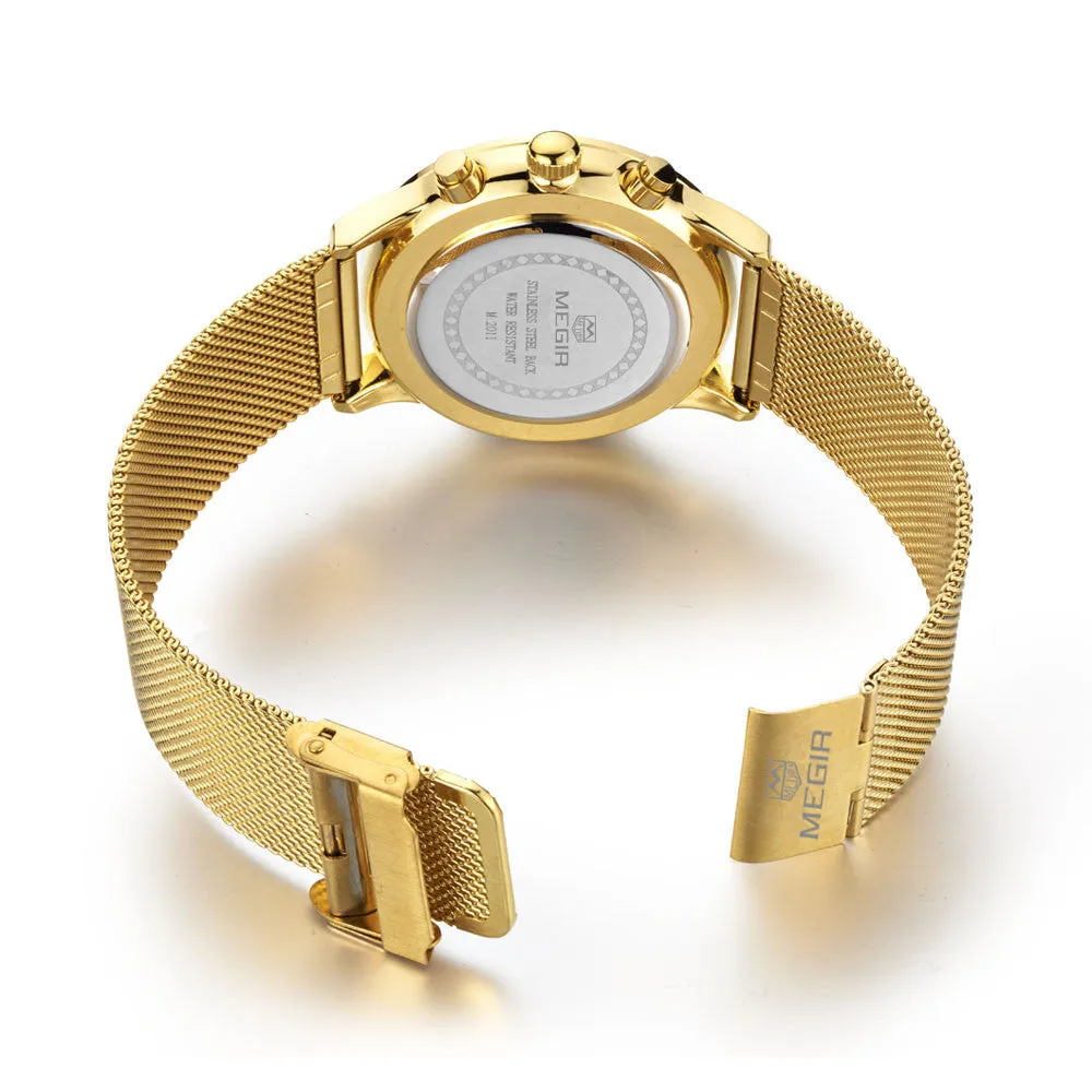 MEGIR New Chronograph Steel Watch Men Luxury Brand Famous Wrist Watch For Man Clock Male Quartz-watch