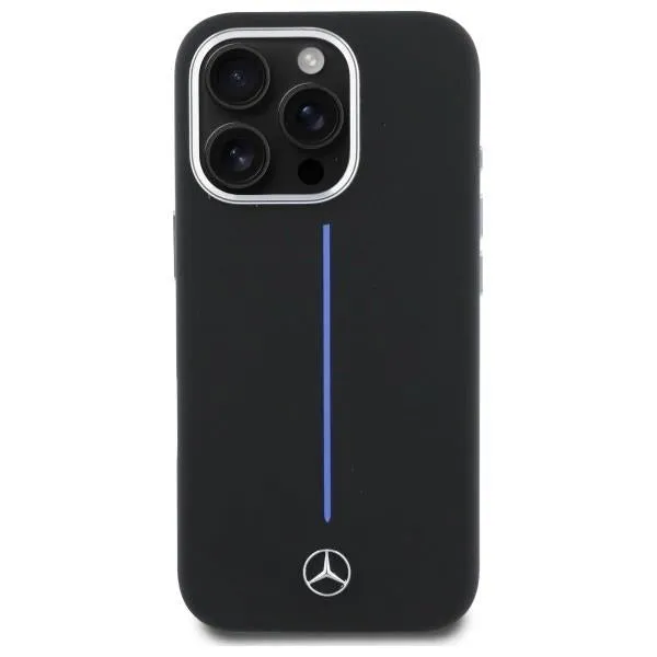 Mercedes Silicone Blue Stripe Case with MagSafe for iPhone 16 Pro Max 6.9" Black - MEHMP16X23SUMBK