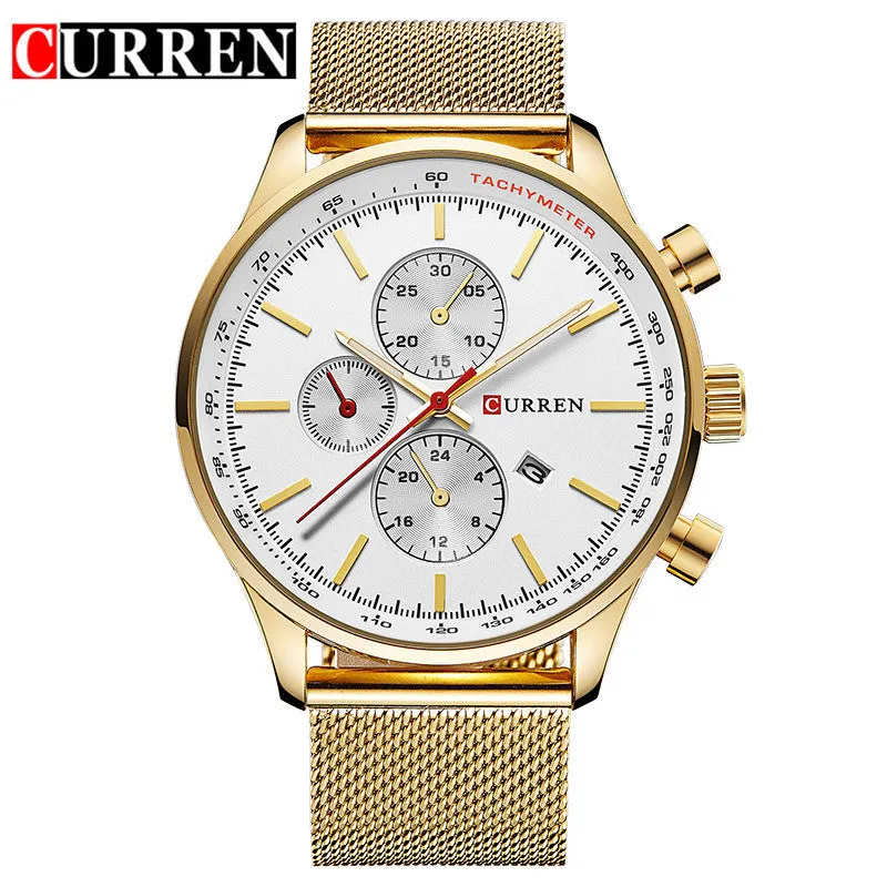 New CURREN Watches Luxury Brand Men Watch Full Steel Fashion Quartz-Watch Casual Male Sports Wristwatch Date Clock Relojes