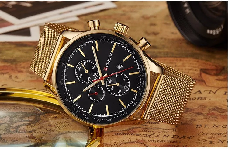 New CURREN Watches Luxury Brand Men Watch Full Steel Fashion Quartz-Watch Casual Male Sports Wristwatch Date Clock Relojes