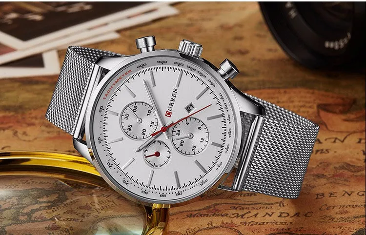 New CURREN Watches Luxury Brand Men Watch Full Steel Fashion Quartz-Watch Casual Male Sports Wristwatch Date Clock Relojes