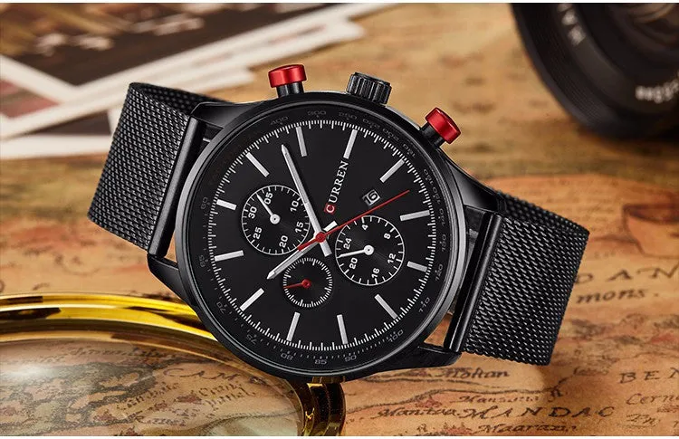 New CURREN Watches Luxury Brand Men Watch Full Steel Fashion Quartz-Watch Casual Male Sports Wristwatch Date Clock Relojes
