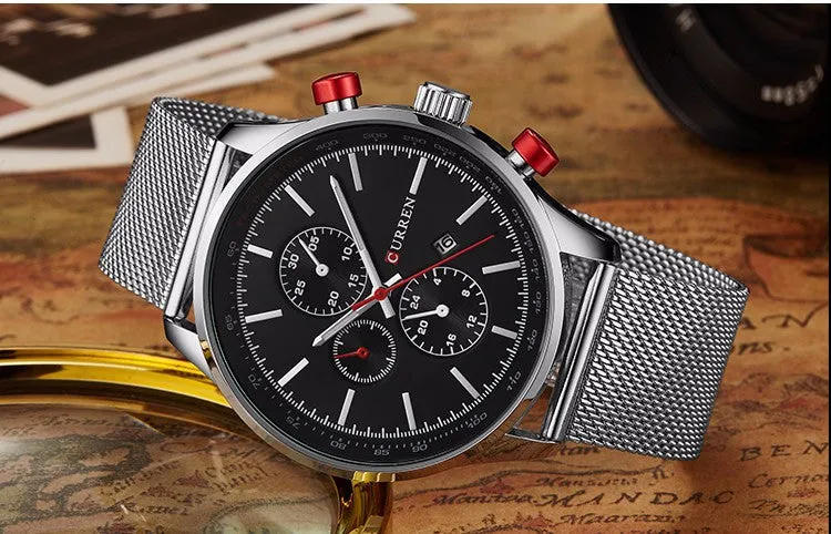 New CURREN Watches Luxury Brand Men Watch Full Steel Fashion Quartz-Watch Casual Male Sports Wristwatch Date Clock Relojes