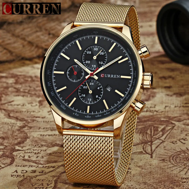 New CURREN Watches Luxury Brand Men Watch Full Steel Fashion Quartz-Watch Casual Male Sports Wristwatch Date Clock Relojes
