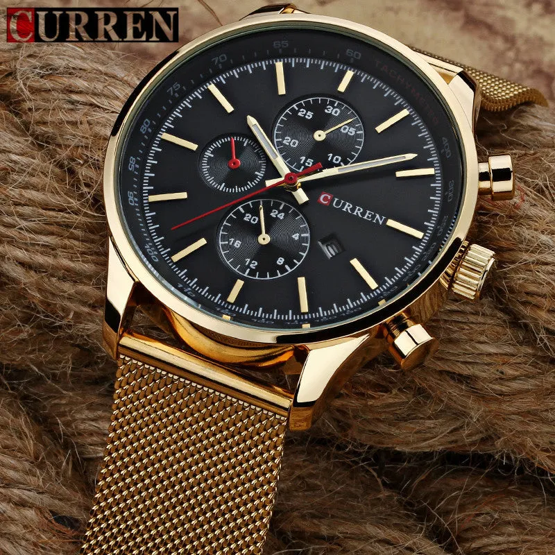 New CURREN Watches Luxury Brand Men Watch Full Steel Fashion Quartz-Watch Casual Male Sports Wristwatch Date Clock Relojes
