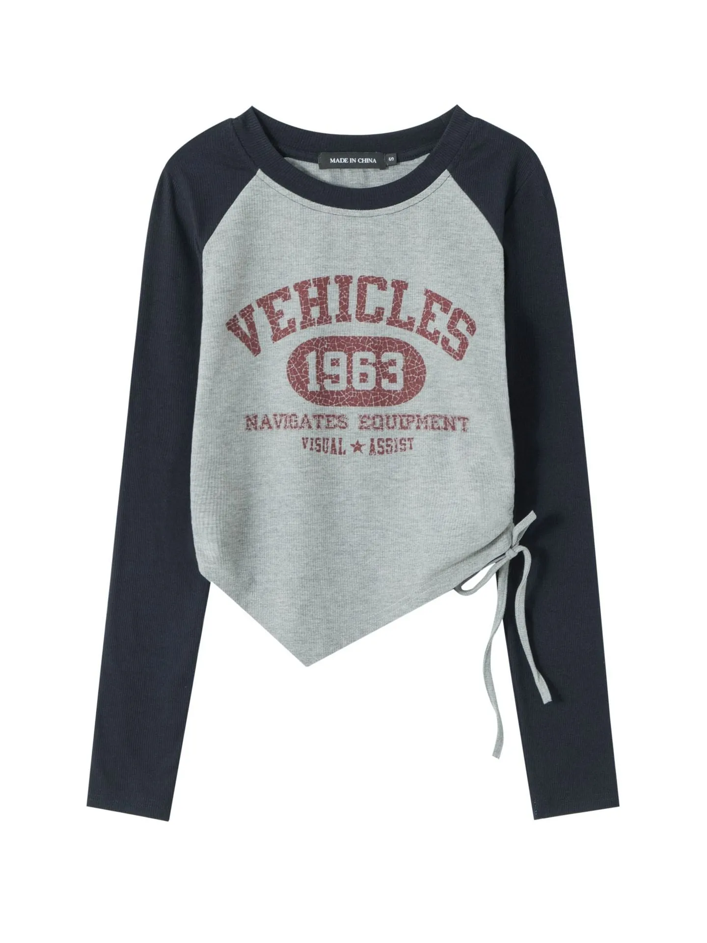 Nvuvu Vintage Print Side Tie Embellishments T-shirt