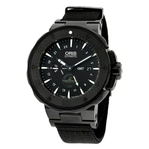 Oris Pro Diver Force Recon GMT Black Dial Black Rubber Men's Watch 747-7715-7754SET 01 747 7715 7754-Set