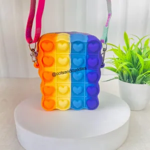 Rectangle Shaped Heart Design Silicone Sling Bag