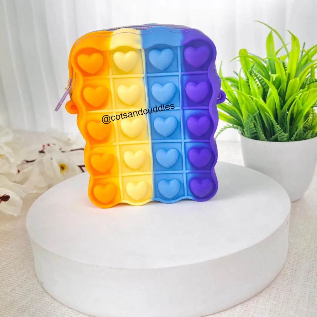 Rectangle Shaped Heart Design Silicone Sling Bag
