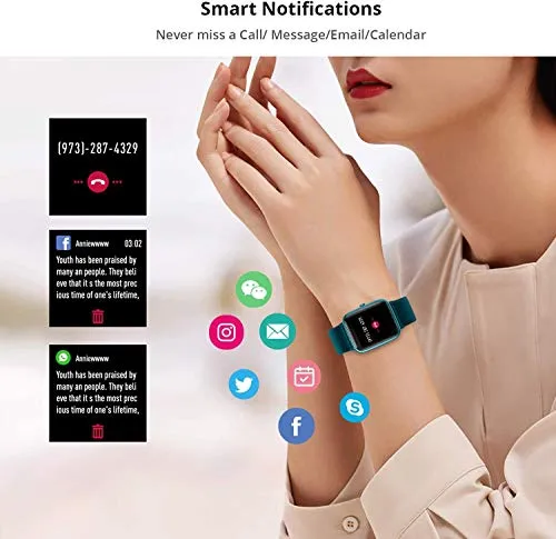 Smartwatch, Fitness Armband Voll Touchscreen 5ATM Wasserdicht, Damen Herren Smart Watch für Android IOS, Fitness Uhr mit Pulsmesser Schlafmonitor Stoppuhr Musiksteuerung,Sportuhr Aktivitätstracker