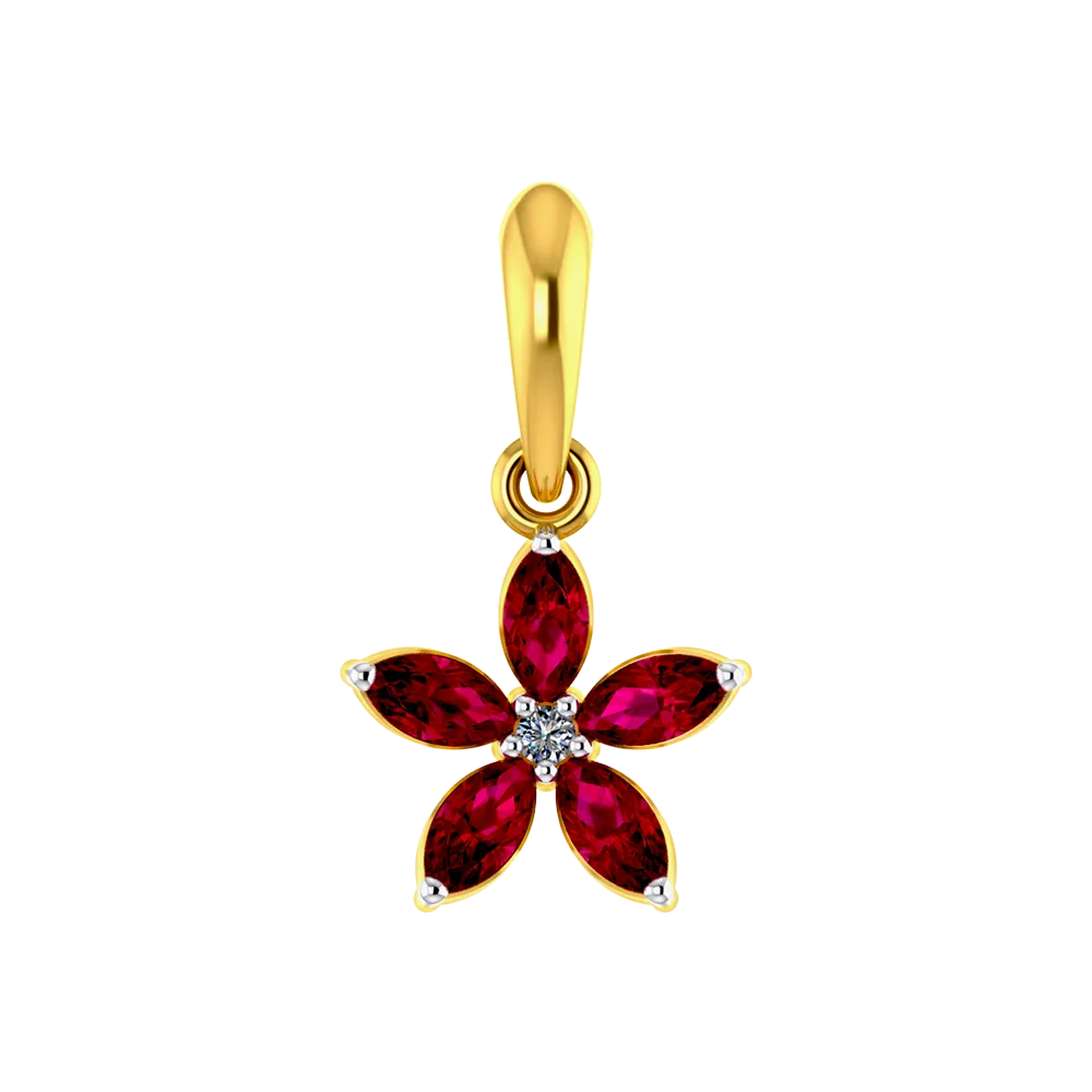 Stone Studded Floral Designer Diamond Pendant Set