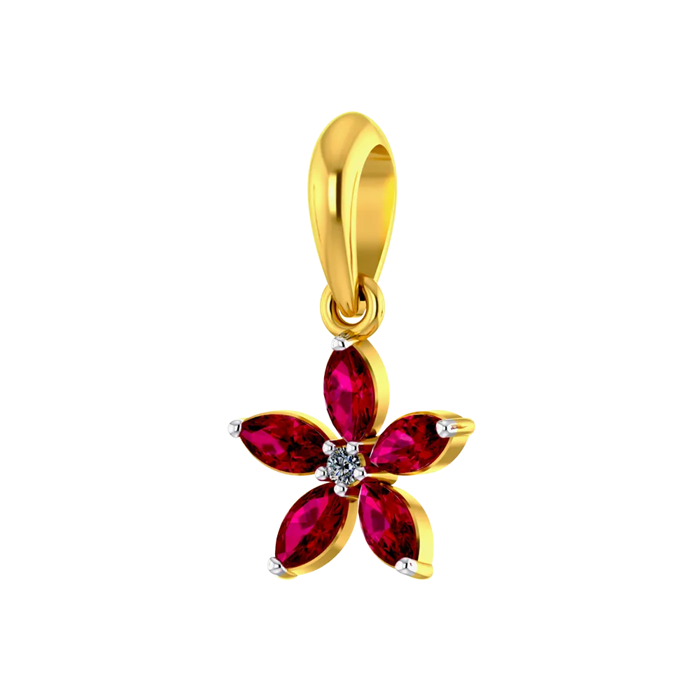 Stone Studded Floral Designer Diamond Pendant Set