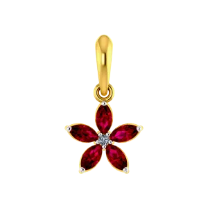 Stone Studded Floral Designer Diamond Pendant Set