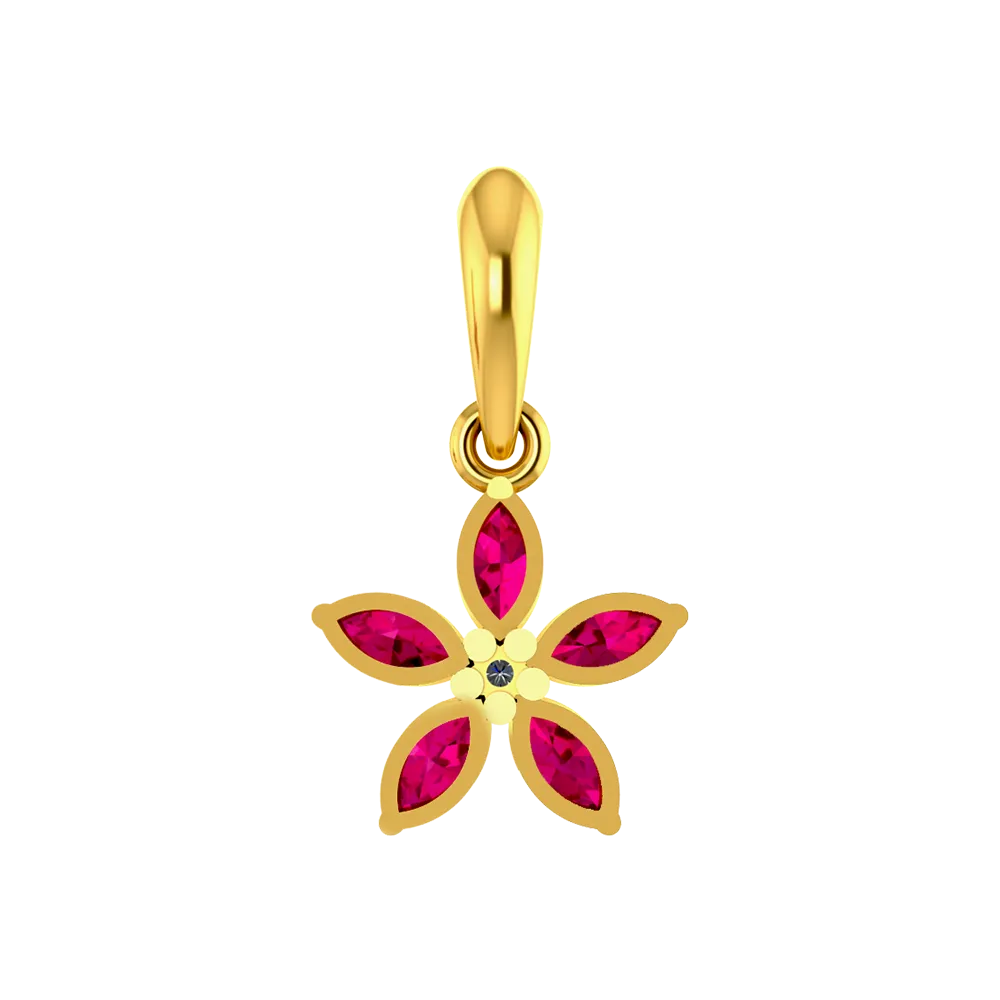 Stone Studded Floral Designer Diamond Pendant Set