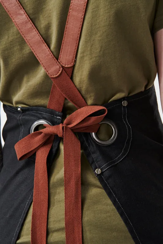 THEODORE Bib Apron with PU Leather Straps - Cotton/Linen