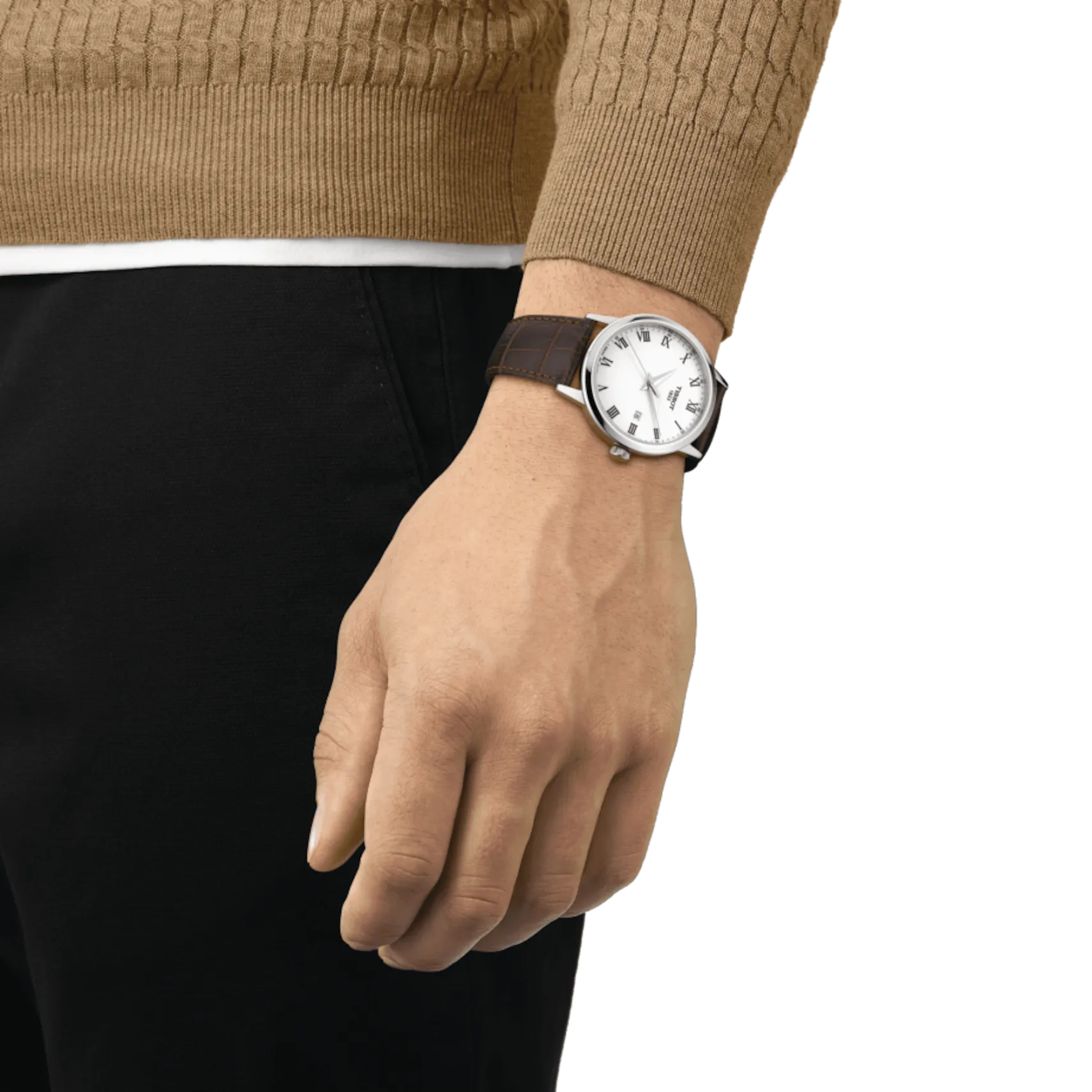 Tissot Silver Classic Dream with Brown Leather Strap