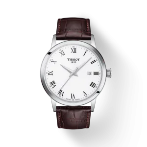 Tissot Silver Classic Dream with Brown Leather Strap