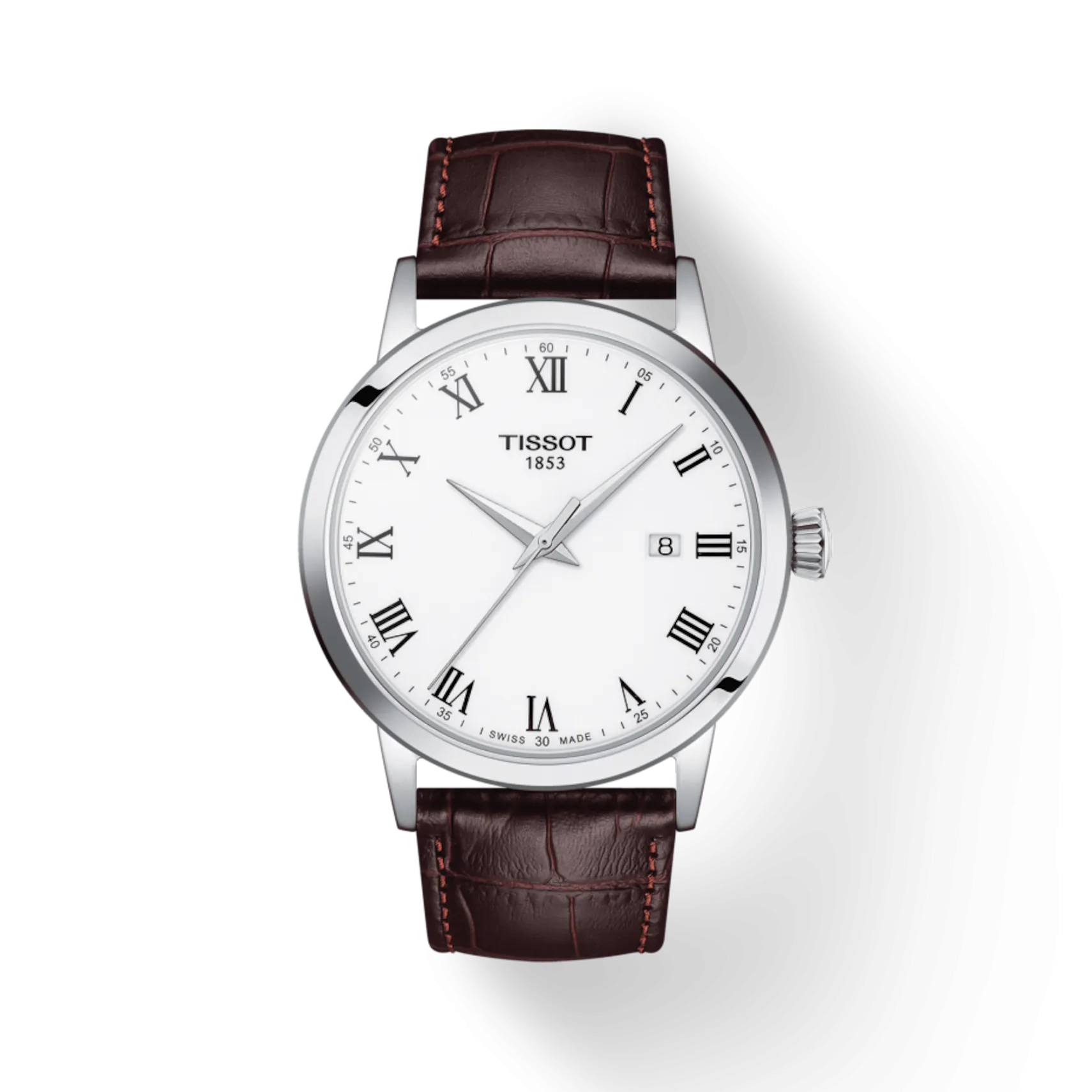 Tissot Silver Classic Dream with Brown Leather Strap