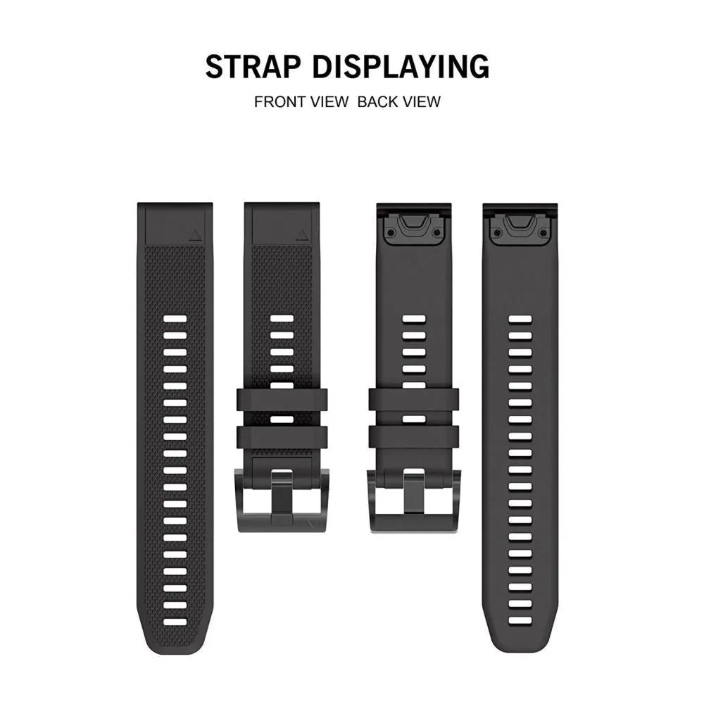 Universal Garmin 22mm QuickFit Rem Tech-Protect Smooth Silikone Rem - Sort