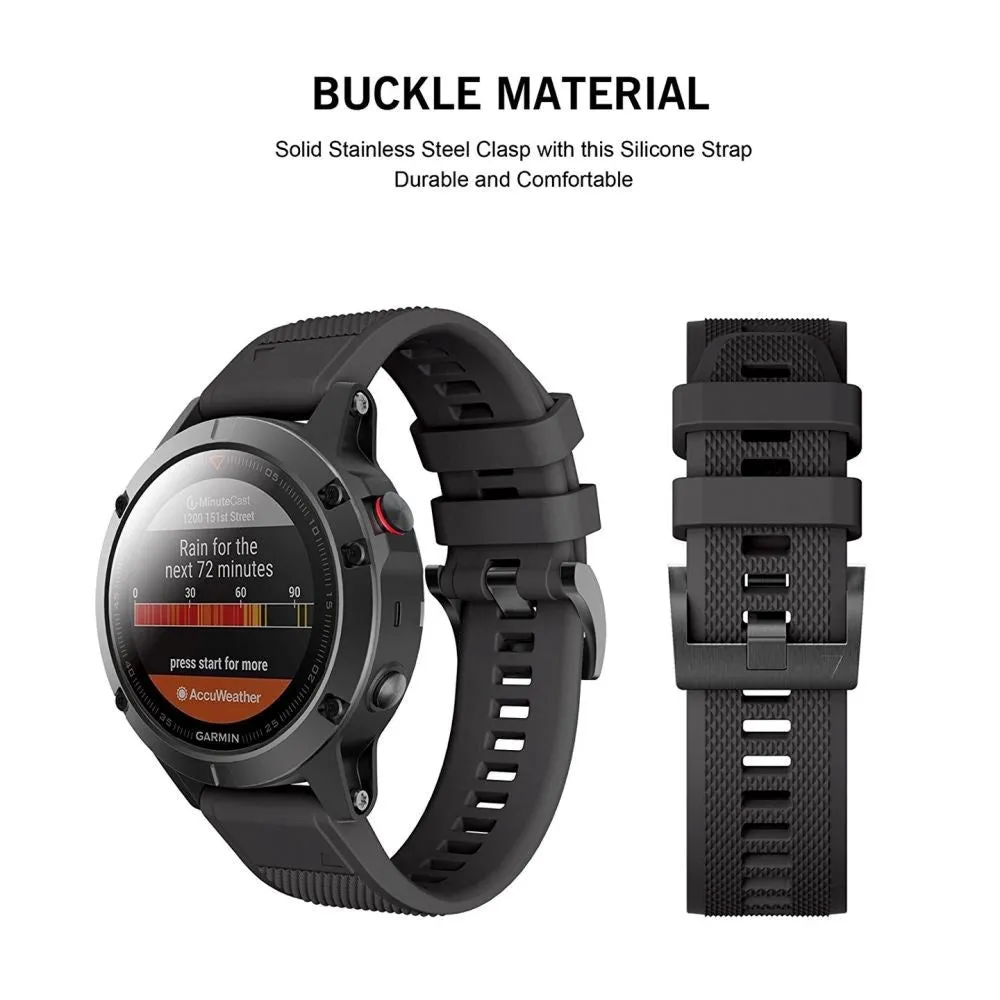 Universal Garmin 22mm QuickFit Rem Tech-Protect Smooth Silikone Rem - Sort