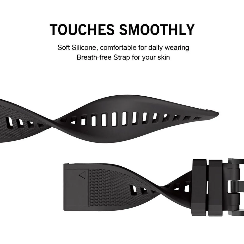 Universal Garmin 22mm QuickFit Rem Tech-Protect Smooth Silikone Rem - Sort