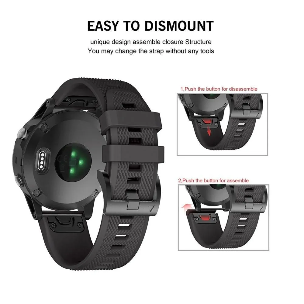 Universal Garmin 22mm QuickFit Rem Tech-Protect Smooth Silikone Rem - Sort