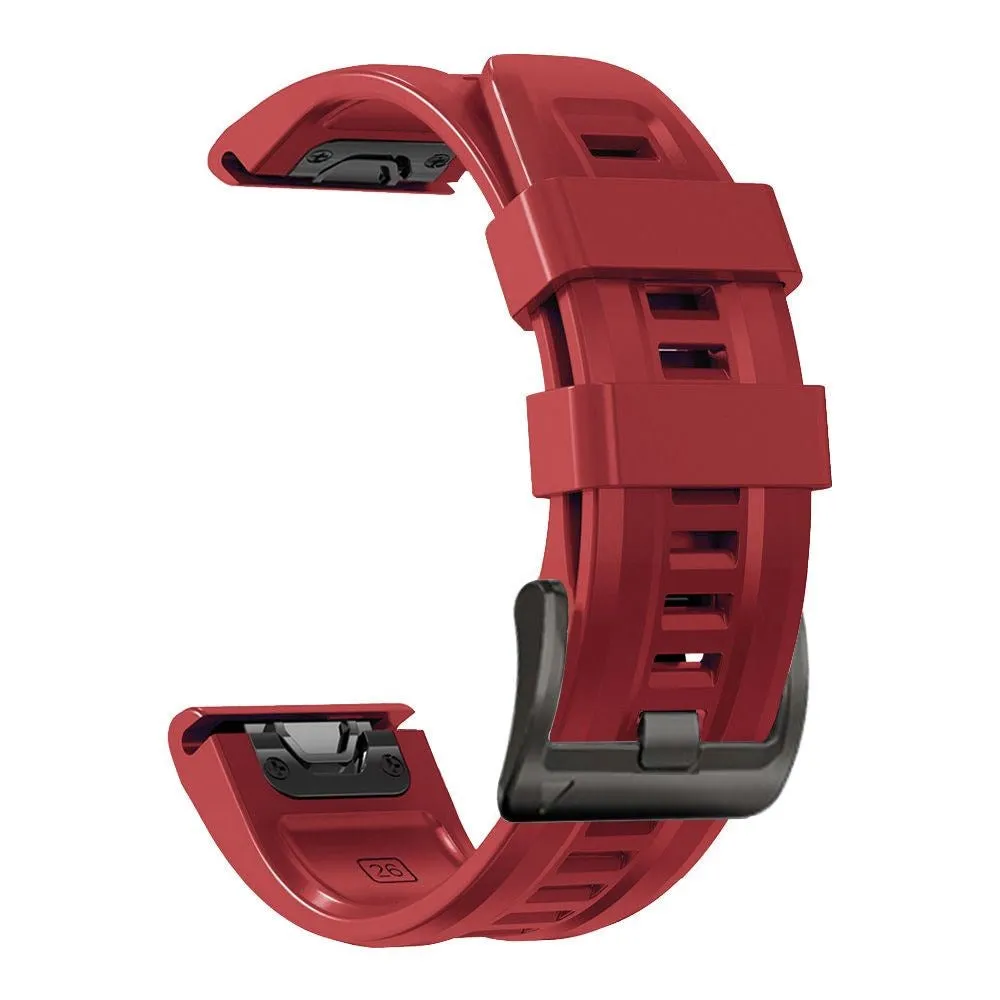 Universal Garmin 22mm QuickFit Tech-Protect Iconband Line Silikone Rem - Rød