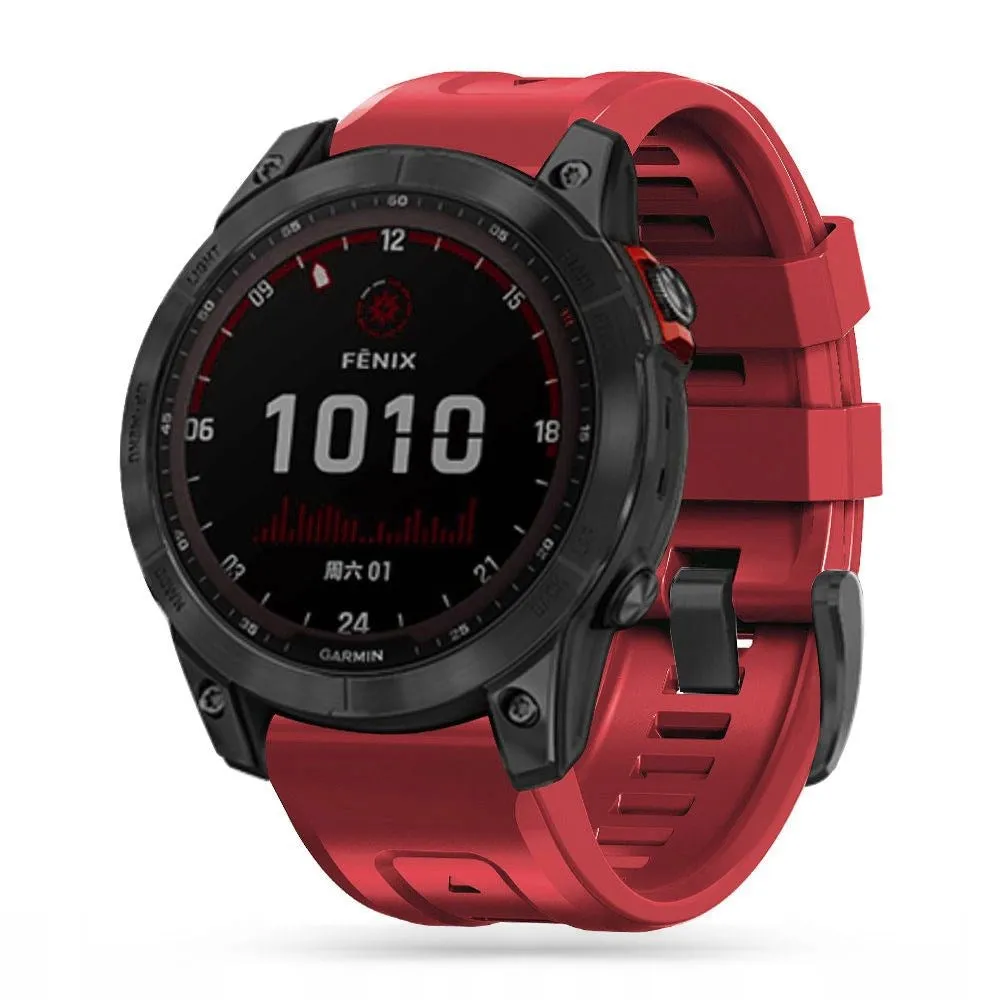 Universal Garmin 22mm QuickFit Tech-Protect Iconband Line Silikone Rem - Rød