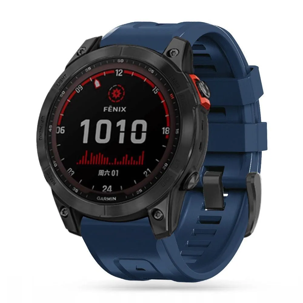 Universal Garmin 26mm QuickFit Tech-Protect Iconband Line Silikone Rem - Navy Blå