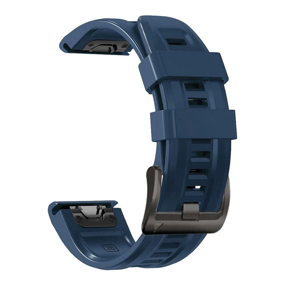 Universal Garmin 26mm QuickFit Tech-Protect Iconband Line Silikone Rem - Navy Blå