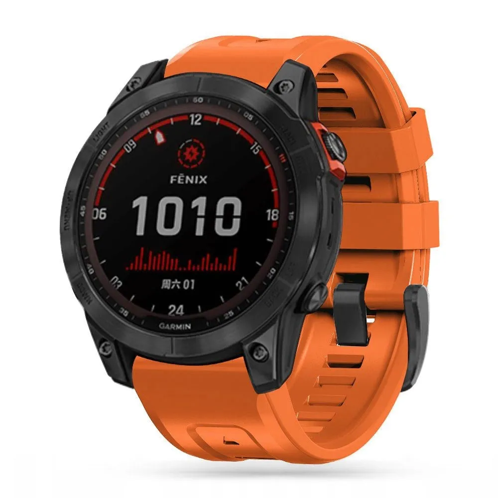 Universal Garmin 26mm QuickFit Tech-Protect Iconband Line Silikone Rem - Orange
