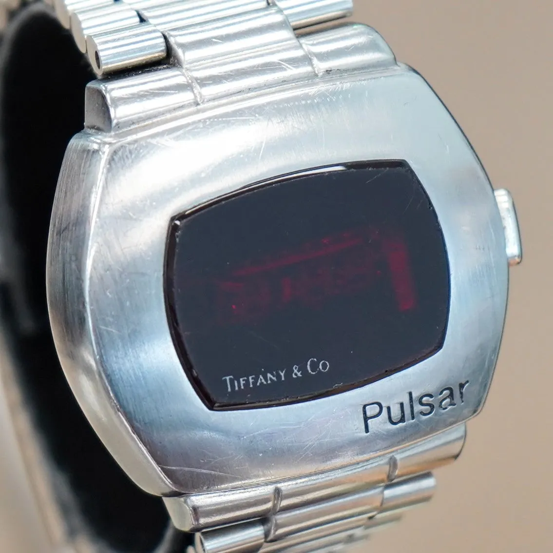 Vintage PULSAR Tiffany & Co. LED Digital Watch - ALL S.S. Original Pulsar Bracelet