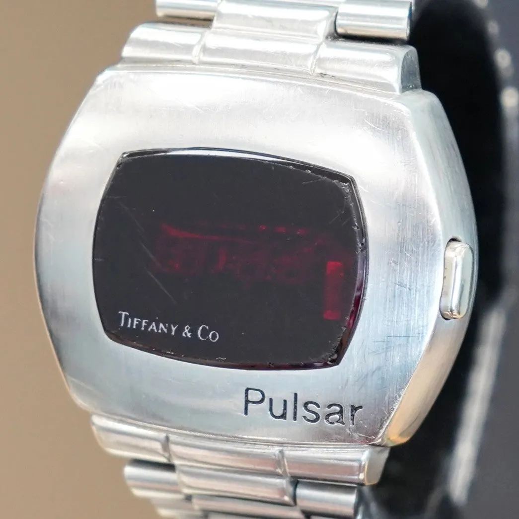 Vintage PULSAR Tiffany & Co. LED Digital Watch - ALL S.S. Original Pulsar Bracelet