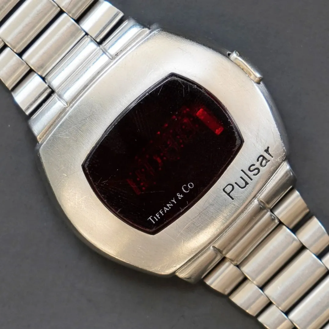 Vintage PULSAR Tiffany & Co. LED Digital Watch - ALL S.S. Original Pulsar Bracelet